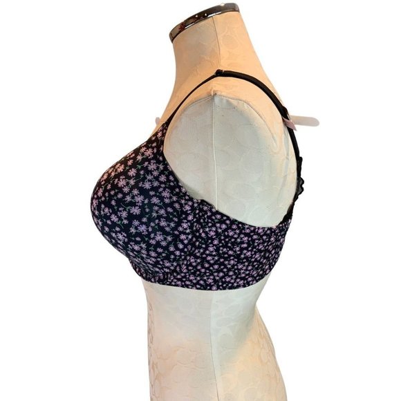 38D Maidenform DM7549 Underwire Bra Full Coverage Fab Fit 2.0 Navy Blue Floral - Picture 3 of 8